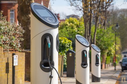 EV chargers on a residential street